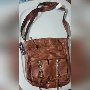 Bueno -NWT -Buffalo Brown Faux Leather Crossbody Bag